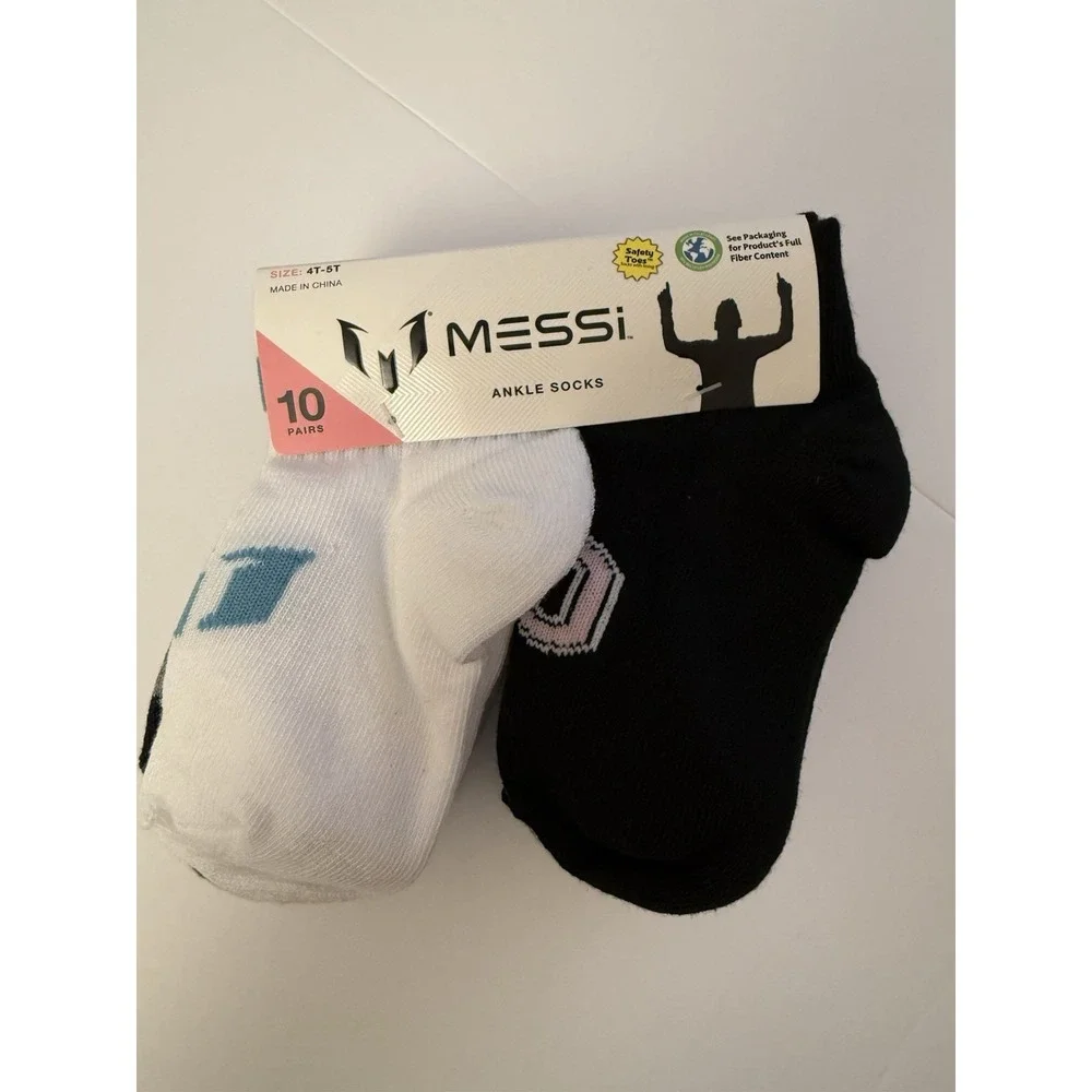 Messi Ankle Socks 10 Pair Pack Kid's 4T-5T Soccer Multi Color NWT